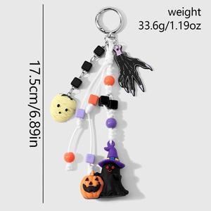 Llavero <span class=keywords><strong>de</strong></span> Halloween con diseño <span class=keywords><strong>de</strong></span> Mano del Monstruo <span class=keywords><strong>de</strong></span> Wednesday Addams y Murciélago Fantasma, con cordón negro anudado y cuentas rojas - Product Image 6