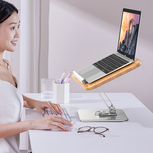 Supporto Professionale YD-10 in Legno per Laptop, Rotazione <span class=keywords><strong>a</strong></span> 360°, Altezza Regolabile, per Tablet e Libri Pesanti, Pannello Grande in Legno di Quercia - Product Image 3
