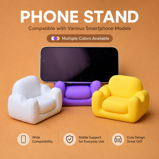 Wholesale 3D Printed Mini Sofa Phone Stand, Multi-Color & Cute Design, Stable Support, Wholesale Gift for Home Office.