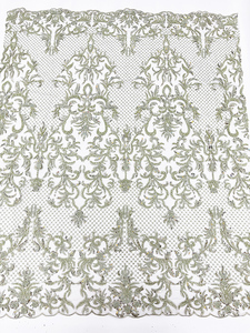 Tissu en dentelle en gros, haute qualité, paillettes dorées brillantes, tissu en dentelle perlée pour robe de mariée - Product Image 3