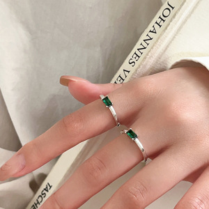 Ruitai S925 Sterling Silver Emerald Zircon <b>Ring</b> Geometric Design Adjustable Women's Fashion Jewelry Gift - Product Image 1