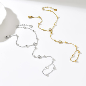 Gold inlaid zircon stainless steel finger linked <b>bracelet</b>, exquisite, niche, high-end, finger chain temperament, versatile - Product Image 3