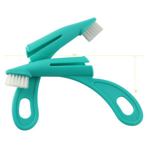 Nunbellpets Salud Dental Oral Cepillo de dientes para mascotas Cerdas de nailon triples de tres lados Cepillo de limpieza de dientes de perro y gato Hecho de poliéster - Product Image 5