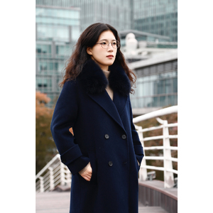 <span class=keywords><strong>Manteau</strong></span> <span class=keywords><strong>oversize</strong></span> pour femme, nouvelle collection automne-hiver, élégant, uni, col à revers, en cachemire et <span class=keywords><strong>laine</strong></span>, avec fourrure de renard - Product Image 4