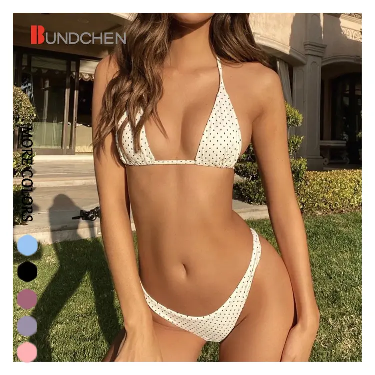 Sexy Factory Neck holder Damen brasilia nische Micro Thong bedruckte Dot String Bikini Bademode