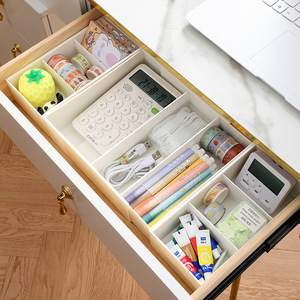 Multifunctional Drawer Organizer <b>Box</b> With Dividers Extendable Compartments For Cosmetics <b>Makeup</b> Storage White Small Size - Product Image 2