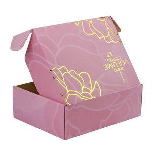 Biểu Tượng Tùy Chỉnh In Màu Hồng Giấy Bao Bì Hộp Vàng Lá Sóng Carton Các Tông Chết Cắt Gấp Bưu Phẩm Vận Chuyển Gửi Thư Hộp - Product Image 1