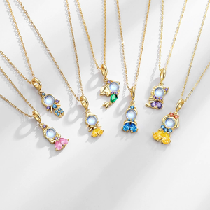 Collar con Colgante de Princesa de Cuento de Cobre Jeutelis - Cadena con Dije de Dibujos Animados de Circonita Cúbica, Joyería <span class=keywords><strong>al</strong></span> <span class=keywords><strong>por</strong></span> <span class=keywords><strong>Mayor</strong></span> - Product Image 6