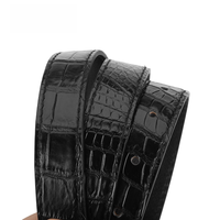 Ceinture pour femme en cuir de crocodile sans couture, cuir véritable, ceinture à boucle lisse rétro tendance pour jupes et jeans