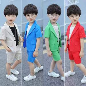 젠틀맨 스타일 여름 솔리드 캐주얼 아기 남자아이 옷 세트 - Product Image 2
