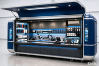 Kiosque de réparation de téléphones portables |   Kiosque alimentaire mobile personnalisé, remorque de réparation de téléphones portables avec poste de travail climatisé