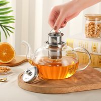 Théière en verre borosilicate 50OZ/1500ML avec infuseur amovible, compatible cuisinière et micro-ondes, bouilloire transparente pour thé en vrac
