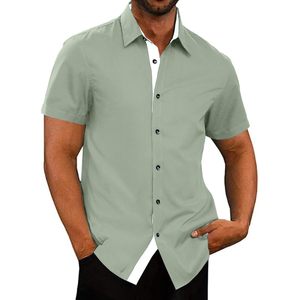 FOXA Men's Casual Button <b>Down</b> Shirt Short Sleeve Wrinkle-Free Dress Shirt Business Wear - Product Image 1