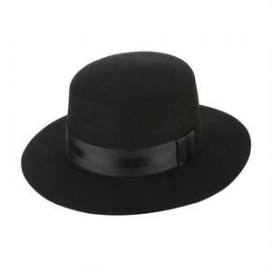 Sombrero Fedora Unisex 100% Lana, Negro, Retro, con Cinta Ancha, Parte Superior Plana, Casual, Transpirable, para Adultos, Todas las Temporadas - Product Image 2