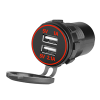 Chargeur USB rond OEM à double port de charge USB 10W+5W, chargeur de bus USB 12/24V