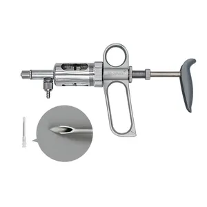 Veterinary Instrument 10ML Stainless Steel Automatic Continuous Injection Gun Adjustable Veterinary Syringes