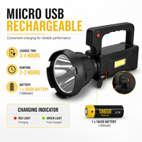 Lampe torche LED COB rechargeable par USB HENGBO W5108, logo personnalisé, certifiée ROHS, étanche IP54, batterie lithium 18650 1500mAh