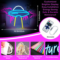 Letrero LED de Neón Personalizado con Forma de OVNI para Empresas, Hospitales, Dormitorios, Cuartos de Juegos Infantiles - Ecológico, Regulable, Personalizable en Tamaño y Color