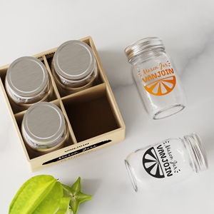 Confezione 4 pz scatola trasparente noci sottaceti mandorle miele succo di miele contenitore rotondo 120ml salsa alimentare muratore barattolo di <span class=keywords><strong>vetro</strong></span> metallo coperchio a vite - Product Image 4