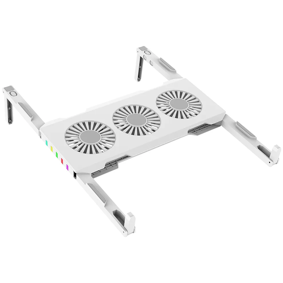 Enfriador de portátil para juegos, soporte de almohadilla de refrigeración para portátil, RGB LED, Cable USB silencioso ajustable, ventilador de escritorio para tableta