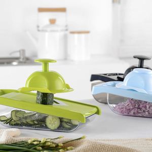 Hachoir à légumes manuel 5-en-1 personnalisé, nouveau modèle, avec récipient en PP et lames en acier inoxydable, pour hacher les oignons, trancher et spiraler les aliments - Product Image 2