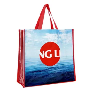 Factory price custom printed Waterproof recycled reusable laminated PP Woven Shopping Bag Raffia