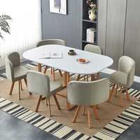 Ensemble de table et de 4 chaises de salle à manger rondes en bois MDF, meubles de salle à manger pour petite maison moderne, gain de place