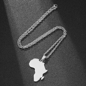 Pendentif dames en acier inoxydable plaqué or et argent, collier en forme de carte d'afrique, bijoux, cadeau de noël, offre spéciale - Product Image 2