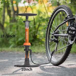 Pompe à vélo portable avec valve Presta Schrader <span class=keywords><strong>gonfleur</strong></span> de pneu monté au sol et jauge pour vélos - Product Image 2