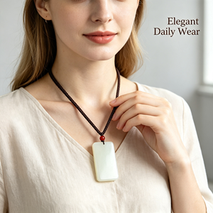 Colgante de Jade Hetian Blanco Natural Ping An Wu Shi Pai para Hombre y Mujer, Amuleto de Seguridad de Jade Liso, Regalo de Joyería - Product Image 2