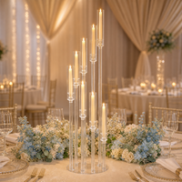 Candélabre en acrylique transparent à 3/4/5/6/8/9 bras, centre de table de mariage, porte-bougie