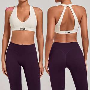 New Quick Drying Cross <b>Back</b> Women's Gym Fitness Yoga Sports Bra Medium Support <b>Padded</b> Activewear Solid Front Logo Plus Size Bra - Product Image 4