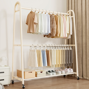 Clothes Rack Double Rod With Shelf For Bedroom Dorm Balcony Storage And Drying - Product Image 1