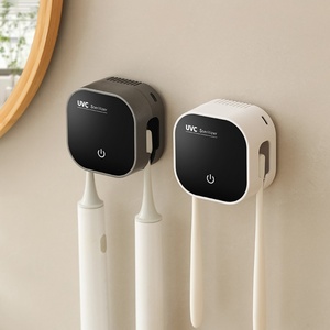 Support mural stérilisateur de brosses à dents double fente portable UVC avec logo personnalisé pour couples - Product Image 2