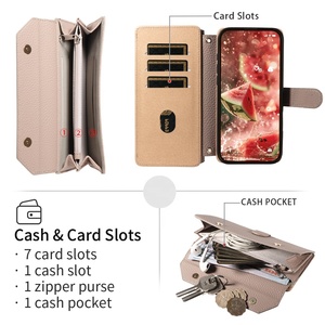 Étui en cuir OEM Litchi PU+TPU avec porte-cartes, étui portefeuille en cuir pour iPhone 17, 17 Pro, 17 Pro Max A-2633 - Product Image 5