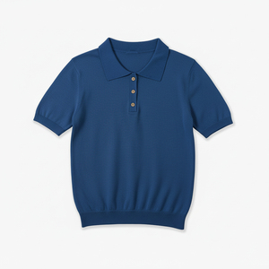 Tela antiarrugas 100% acrílica, ropa de punto para adultos, Vietnam ODM y OEM, camisa polo de punto de color sólido informal. - Product Image 3