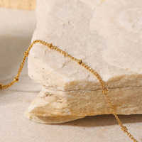 Cheville Plaqué Or 18 Carats Chaîne Fine Perles Bijoux Acier Inoxydable Tendance Populaire pour Femmes
