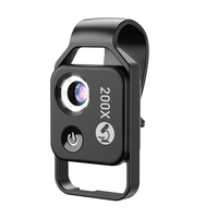 JAXY 200X Portable HD Macro Lens Digital Magnification with CPL Filter & LED Light Phone Lens Microscope for Phone