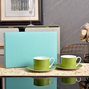 European Luxury Bone China colorful green red black <b>Tea</b> <b>Cup</b> & Saucer <b>Set</b> for gift - Product Image 1