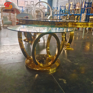 LEDA Custom Modern Outdoor Dining Decor Gold Stainless Steel Frame Halls Banquets Restaurants Hotels <b>Table</b> for Wedding - Product Image 1