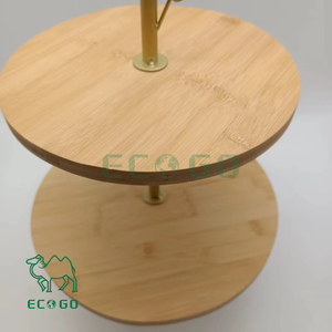 New Design Two-tier Multifunction Round Bamboo <b>Wood</b> Metal Cake Display <b>Stand</b> Party <b>Cupcake</b> Storage Racks Kitchen Food Organizers - Product Image 4