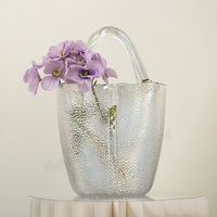 Vase à fleurs en verre cristal transparent, style artistique moderne, forme sac à main, élégant, pour salon, salle à manger, décoration intérieure - Vente chaude