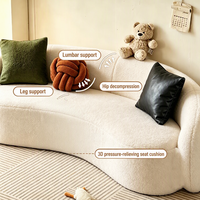 Canapé inclinable multifonctionnel trois places, style designer, couleur crème, avec 2 coussins, forme de noix de cajou compressées sous vide
