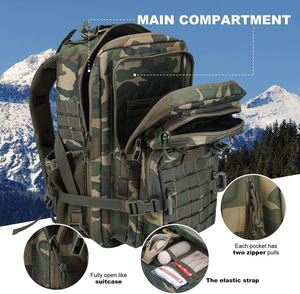 Mochila Táctica de Asalto MOLLE de 45L Resistente al Agua, Mochila de Camping con 5 Compartimentos y Porta Botellas para 3 Días - Product Image 3