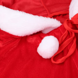 Capa de Terciopelo Rojo con Borde de Piel para Navidad con Capucha para Niños para Escenario <span class=keywords><strong>Nueva</strong></span> Ropa de Papá Noel para Cosplay Infantil para Niñas con Sombrero - Product Image 5