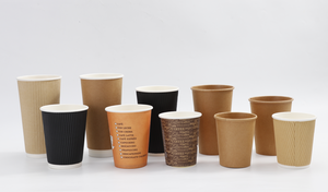 Disposable <strong>Hot</strong> <strong>Chocolate</strong> Brown Ripple Wall Paper <strong>Cup</strong> for <strong>Hot</strong> Drinks with Cover - Product Image 2