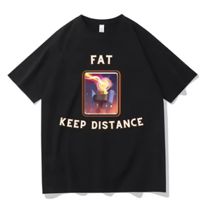 T-shirt pour femme Fat Keep Distance, surdimensionné, blague humoristique, cadeau pour lui et elle, mèmes mignons Kawaii - Product Image 1