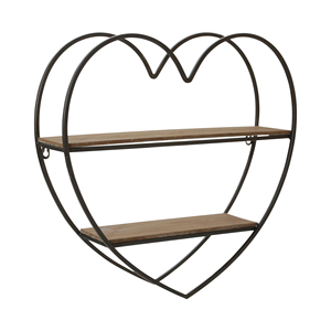Organizzatore da Parete a Forma di Cuore, Mensole in Metallo e Legno, Decorazione per Casa e Studio - Product Image 1