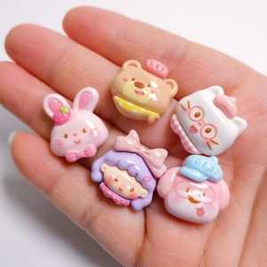 เรซิ่นรูปการ์ตูนน่ารัก - หัวสุนัข กระต่าย หมี แมว สำหรับตกแต่งสมุดภาพและกิ๊บติดผม - Product Image 5