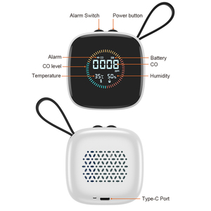 Analyseur de gaz CO 3 en 1 avec thermomètre et hygromètre, pour camping, cheminée, cuisine, écran LCD, port Type-C - Product Image 1